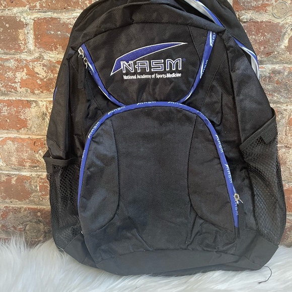 Other - NASM Black & Blue Sporty Backpack with Padded Straps
